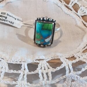Peacock Dahlia Turquoise Ring